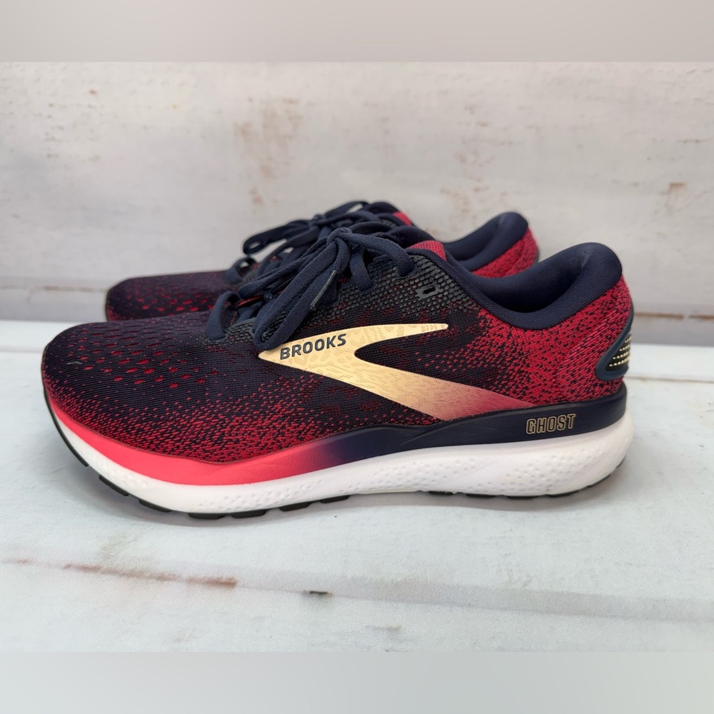 Brooks Ghost 16 Shoes Womens Size 8.5 D Blue Pink Running Walking Gym Sneakers